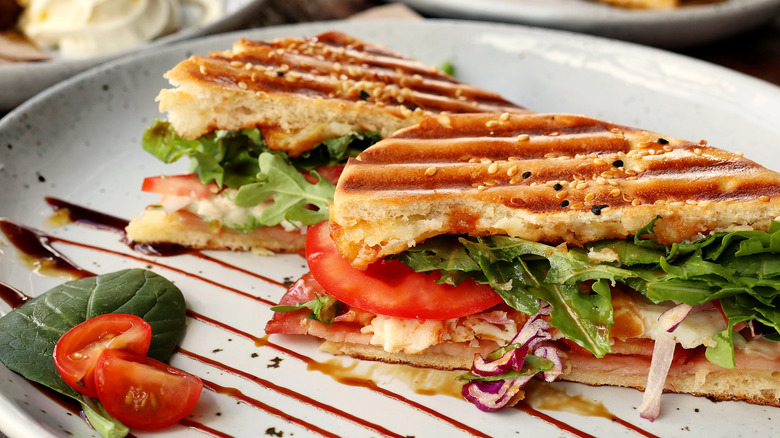 veggie panini sandwich on plate