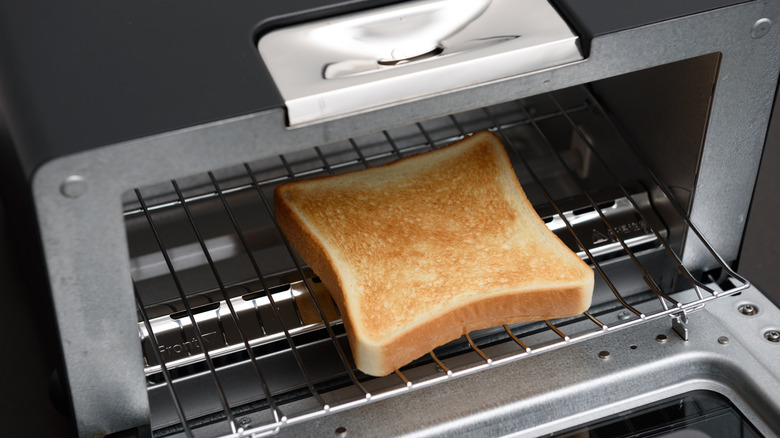 toasted bread in toaster oven