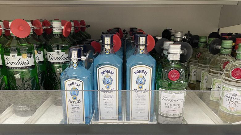 Bottle of gin on a shelf