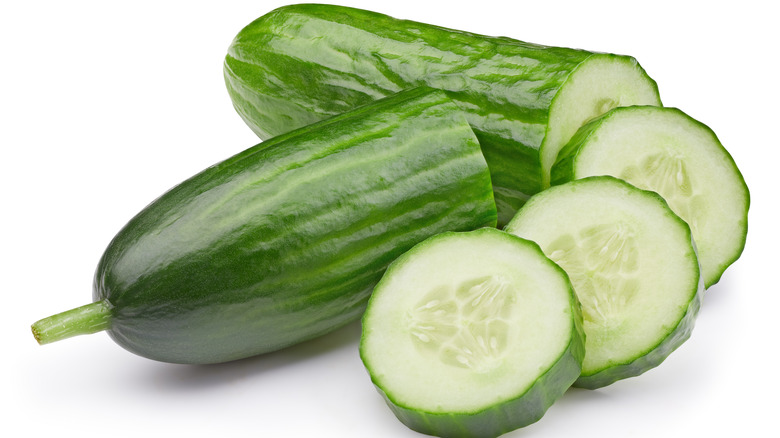 Cucumber slices and cucumbers