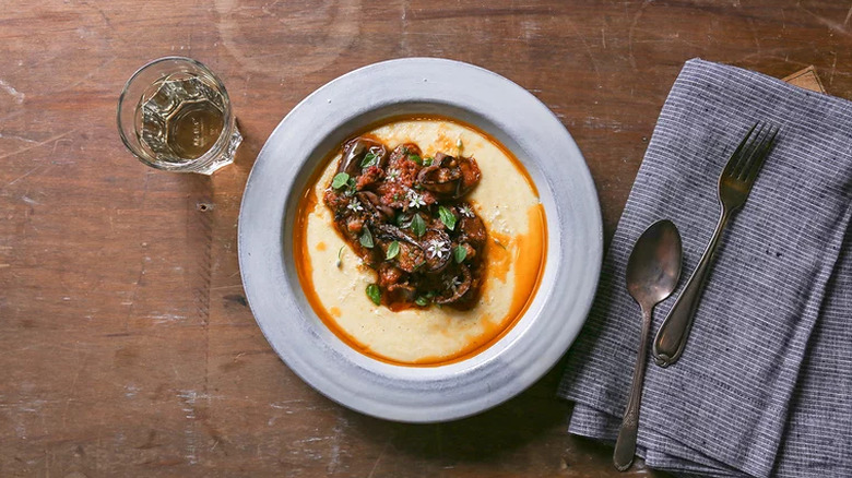 eggplant ragout on polenta 