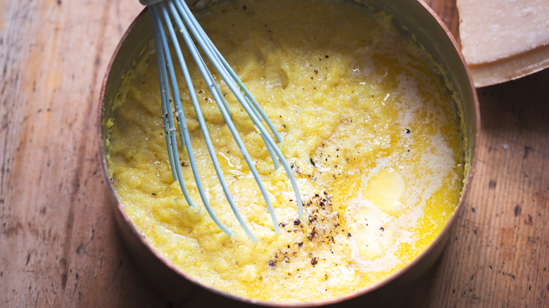 whisk in pot of polenta