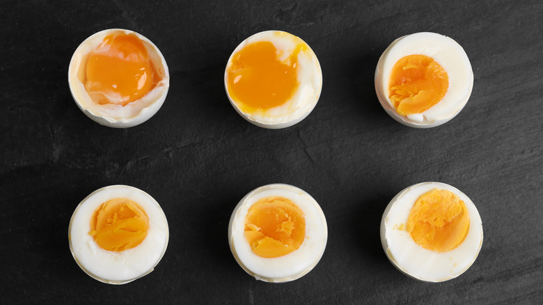 different stages of boiled eggs