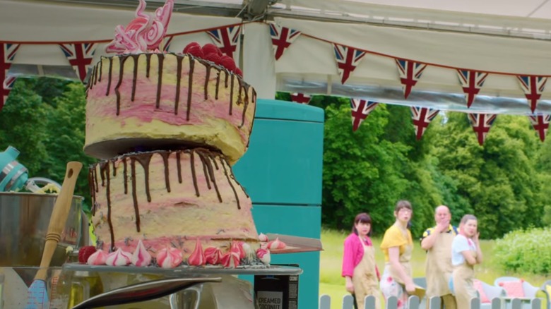 Ruby Bhogal sits behind her collapsed cakes during vegan week