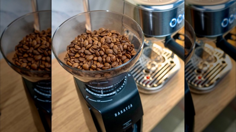 Black Baratza grinder close-up