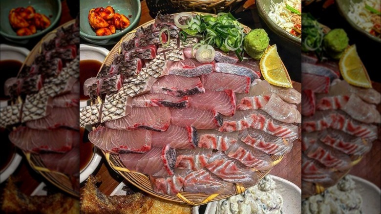 Platter of Korean saengseon-hwe