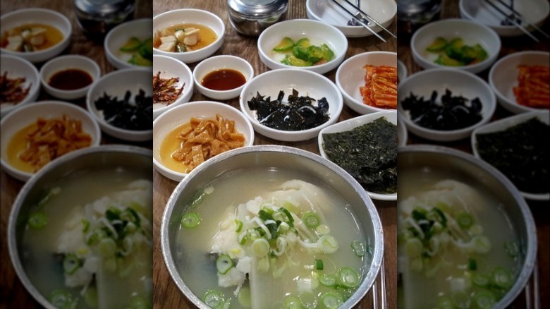 Daegutang with banchan dishes