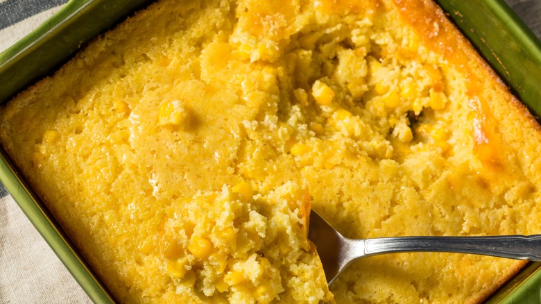 Corn pudding in a dish