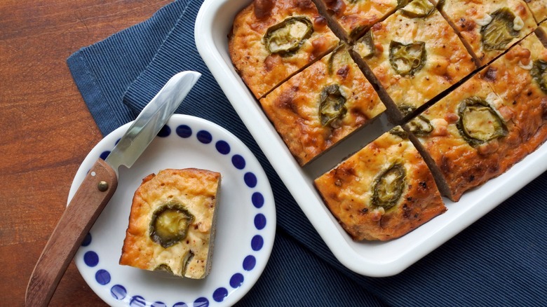 Jalapeño cornbread in pan