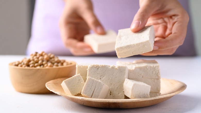 Tofu on plate