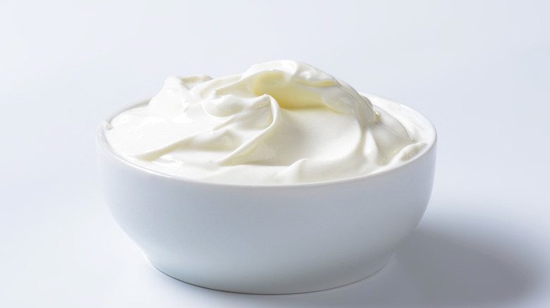 Sour cream bowl white background