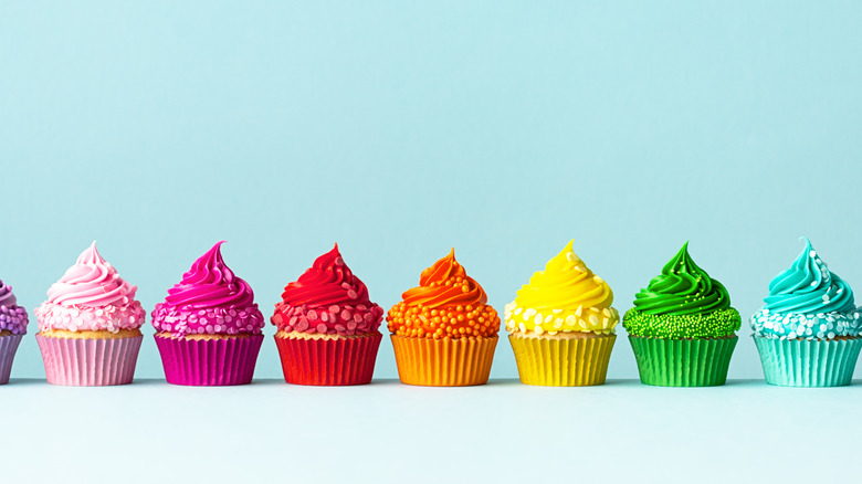 cupcakes with colorful frosting