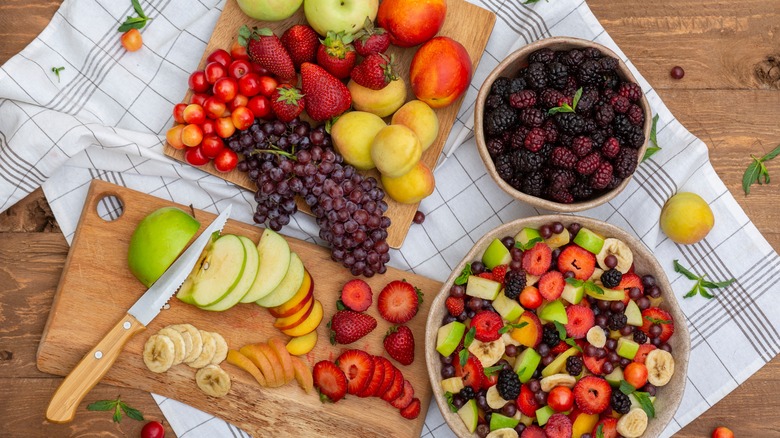 fruit prepped for salad