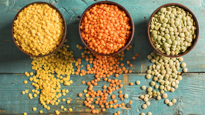 yellow red green lentils