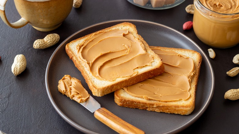 peanut butter toast on plate