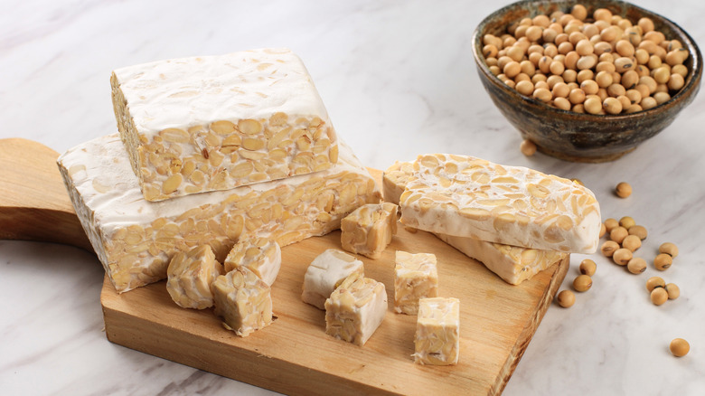 Tempeh block cubes soy beans