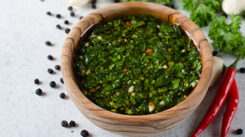 Fresh chimichurri sauce