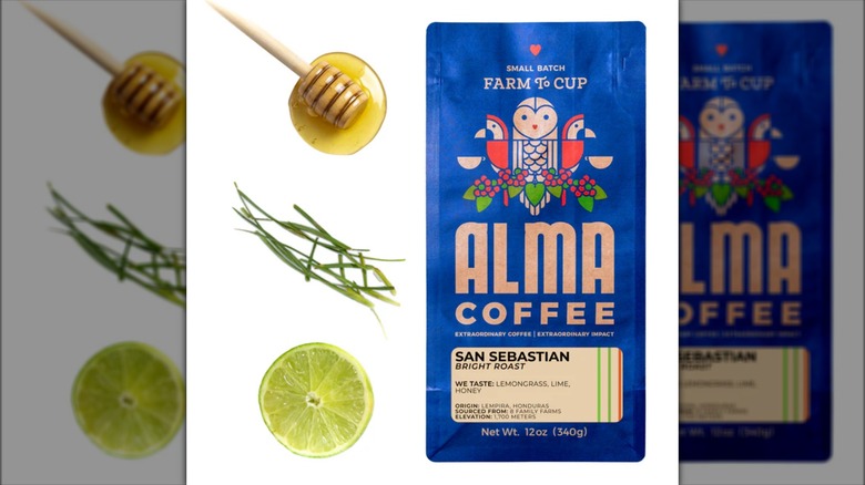 coffee bag with lime, lemongrass, and honey