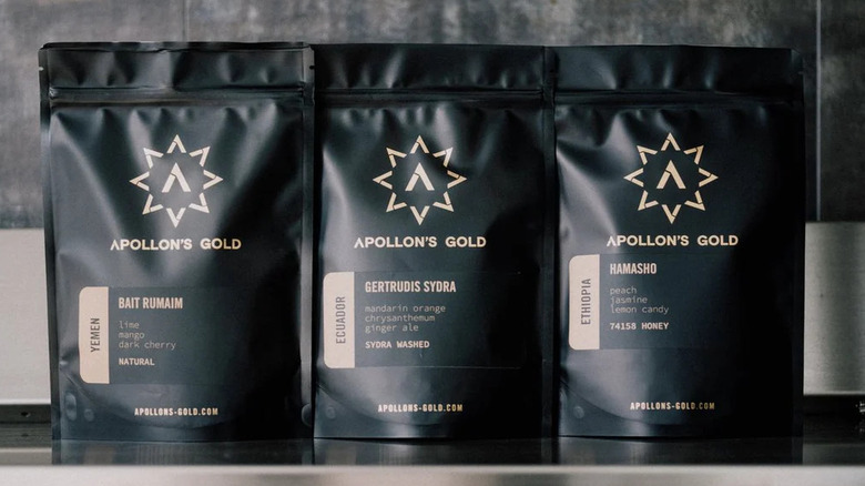 several black Apollon's Gold bags