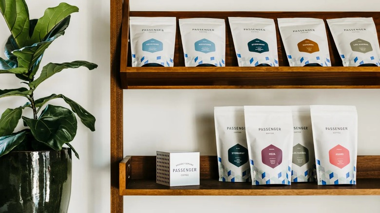 Passenger coffee bags on shelf