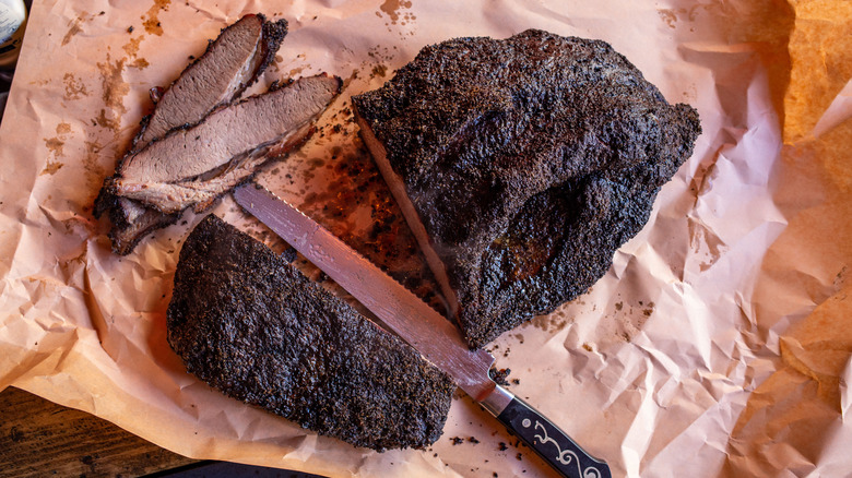 barbecue brisket on butcher paper