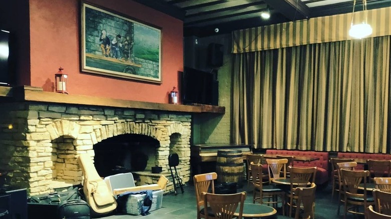 Fireplace in a bar