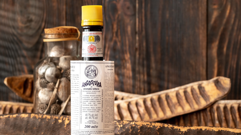 Angostura bitters against a wooden background