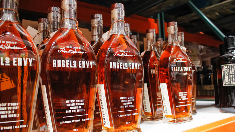 Rows of Angel's Envy bourbon