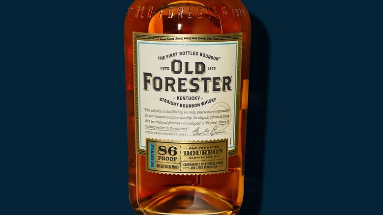 Close-up of Old Forester bottle
