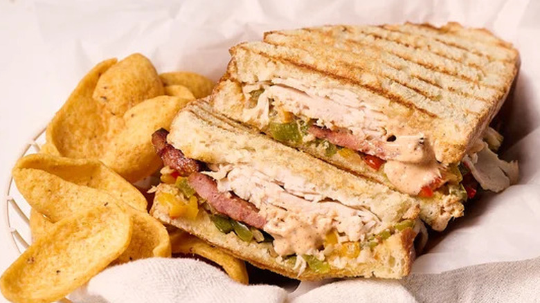 Cajun turkey panini and chips