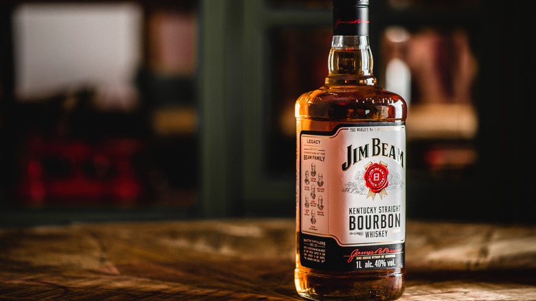 Jim Beam bourbon on table 