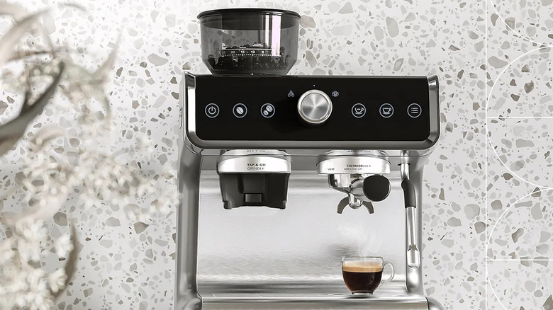 Espresso maker on marble background