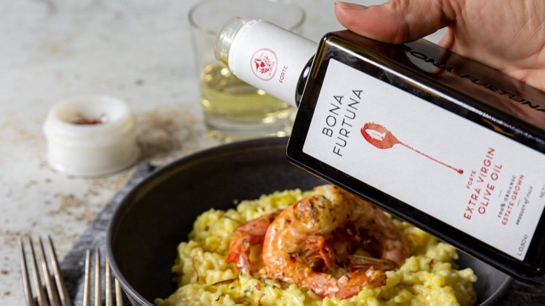 Bona Furtuna olive oil with shrimp