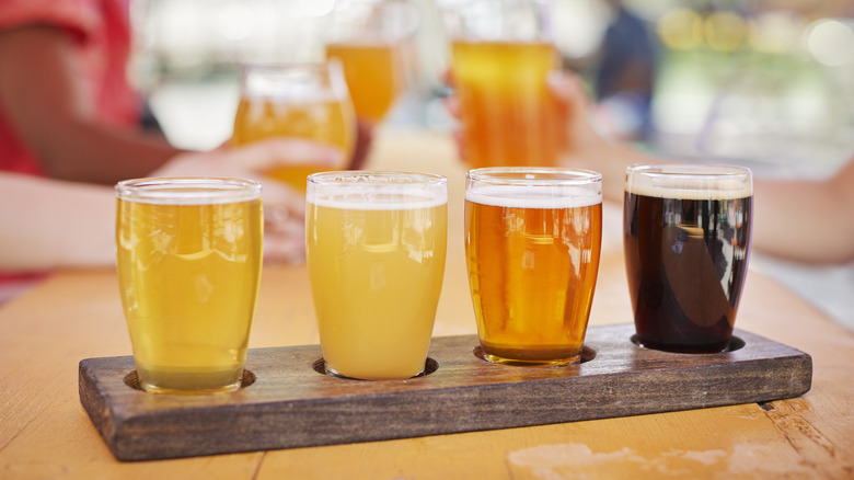 Beer flight at Land-Grant Brewing