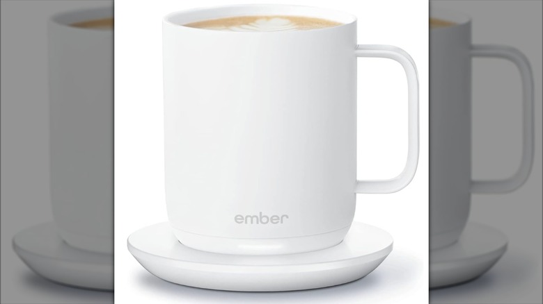 A white Ember smart mug is displayed