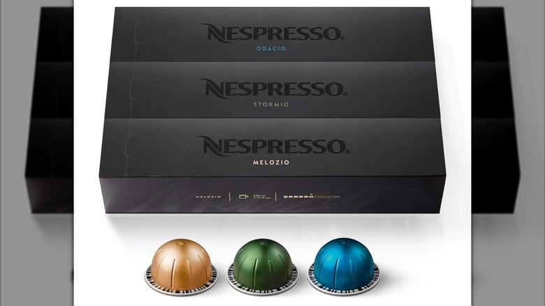 Nespresso pod sampler is shown with three pods