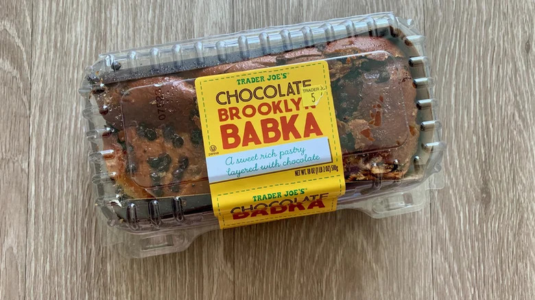 A packaged Chocolate Brooklyn Babka on a table