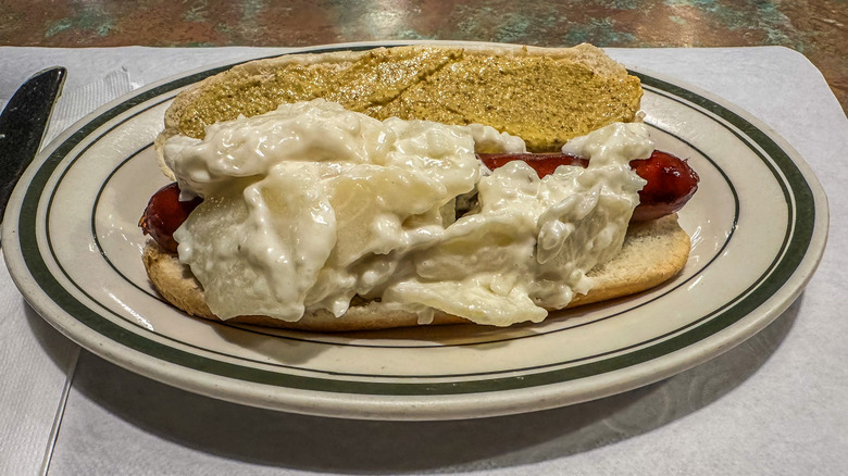 Famous Frankfurter at Liebman's deli