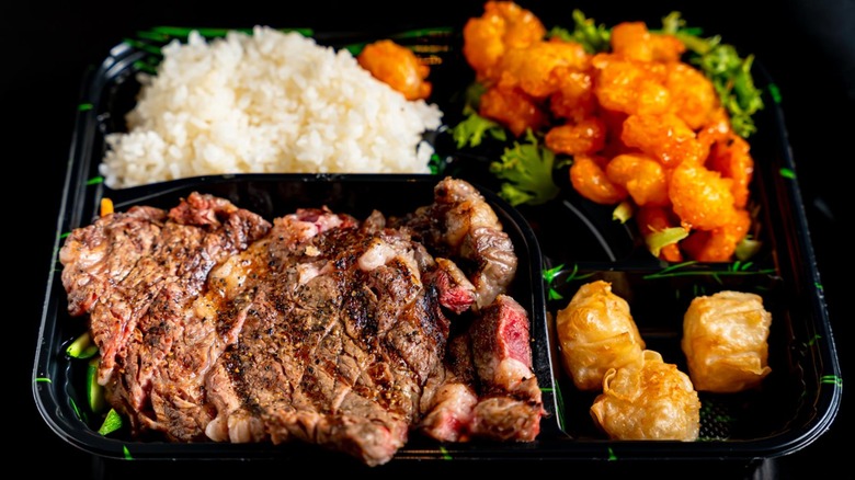 bento box steak with sides