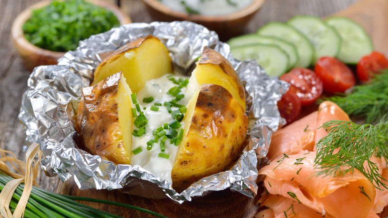 Baked potato in foil