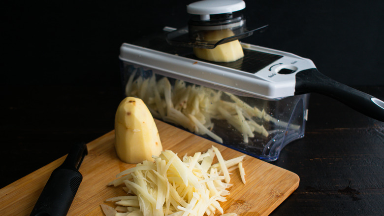 Potatoes sliced with mandoline