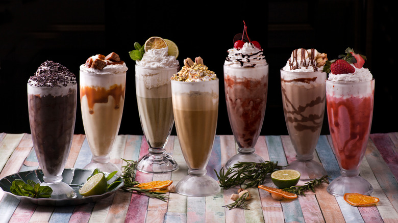 Various milkshake cocktails