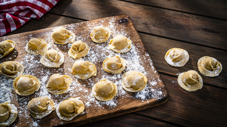 Overhead view of cappelletti pasta