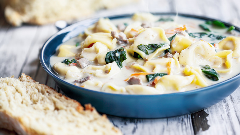 Cream based tortellini soup