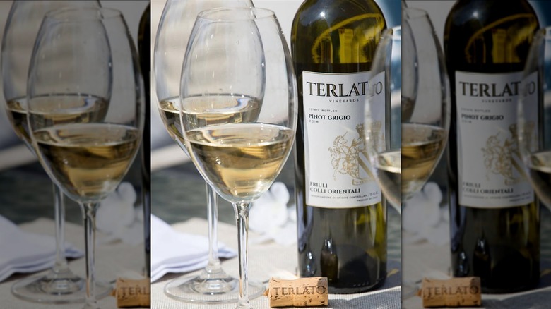 Bottle of Terlato Vineyards Colli Orientali del Friuli Pinot Grigio and wine glasses