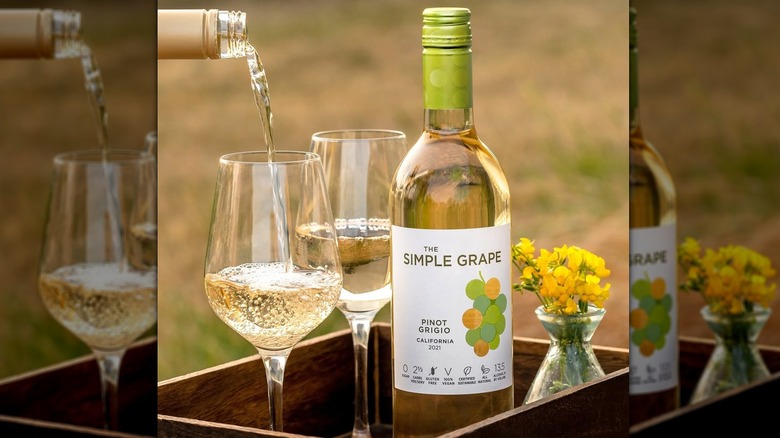 Simple Grape pinot grigio bottles and wine glasses