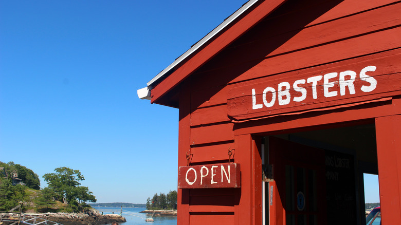 Typical red lobster shack by the ocean