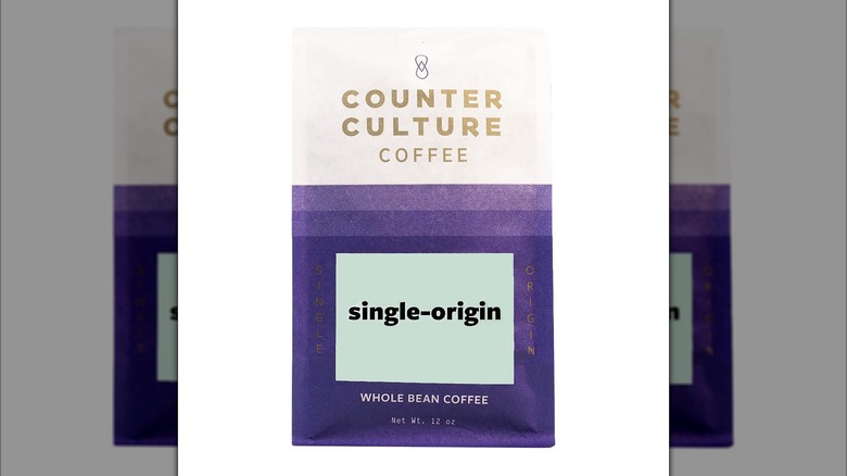 Bag of Counter Culture single origin coffee on white background