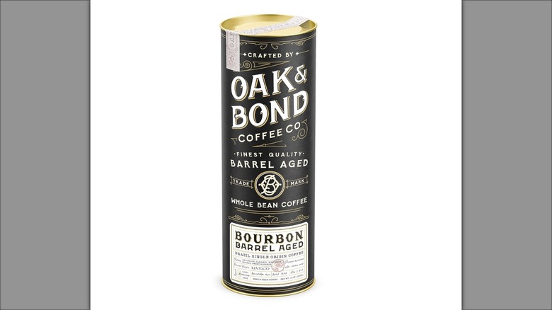 Can of Oak & Barrel Barrel Aged coffee beans