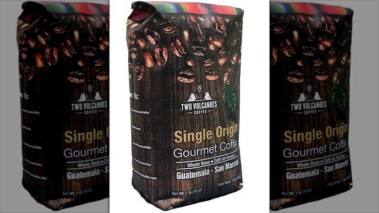 Bag of Two Volcanoes Single Origin Guatemala Coffee on white background